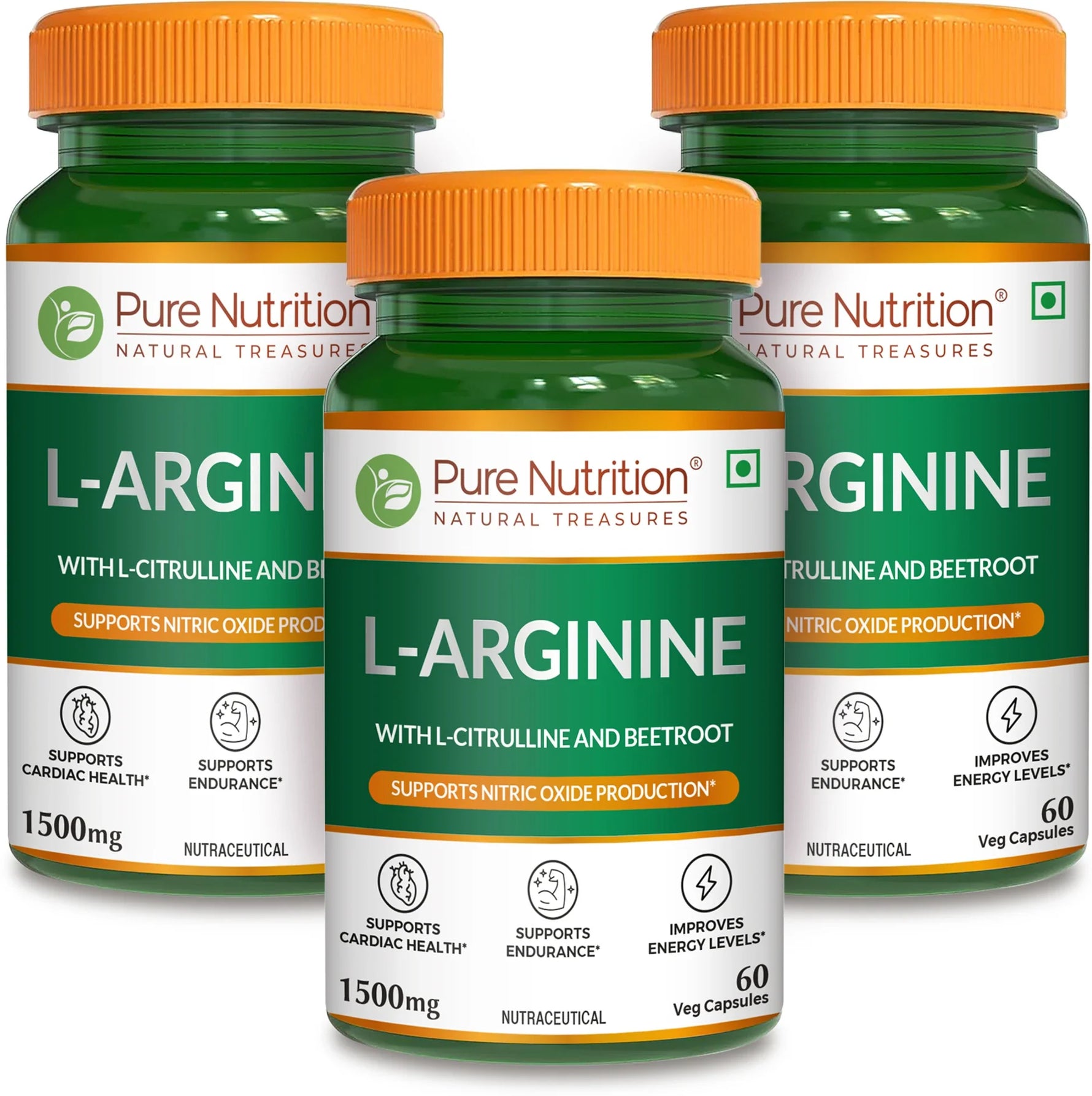 Pure Nutrition L-Arginine with L-Citrulline & Beetroot – 60 Capsules | Performance & Endurance Support