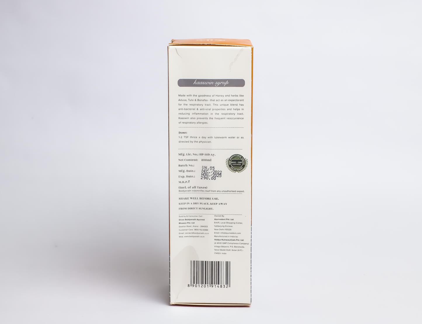 Baidyanath Ayurvedant Kaaswin Cough Syrup Buy Packs of 200ml Syrup at