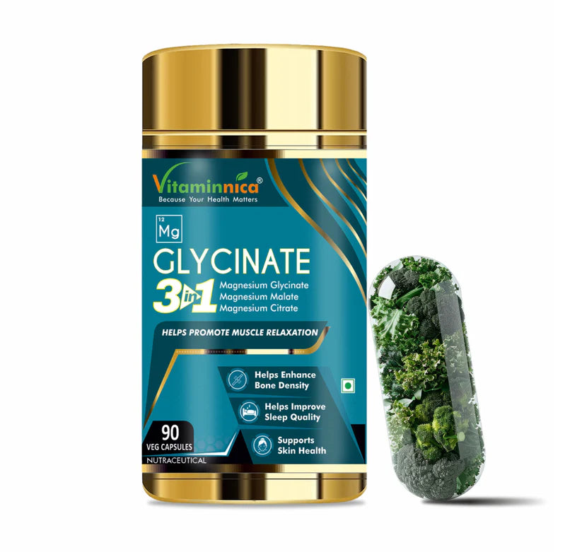 Vitaminnica Triple Magnesium Complex - High Absorption Glycinate, Citrate & Malate, 90 Veg Caps