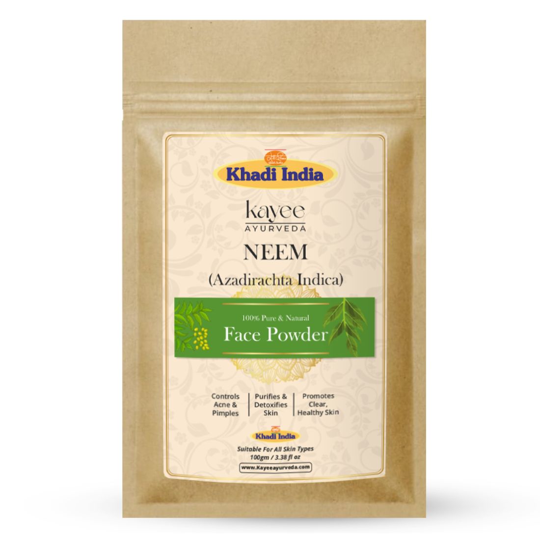 Kayee Ayurveda Neem Face Powder for Face | Natural Neem Leaf Powder for Clear, Fresh & Healthy-Looking Skin | Ayurvedic Neem Powder for Face Packs, Skin Care & Herbal Beauty Routine | Suitable for All Skin Types | 100 g