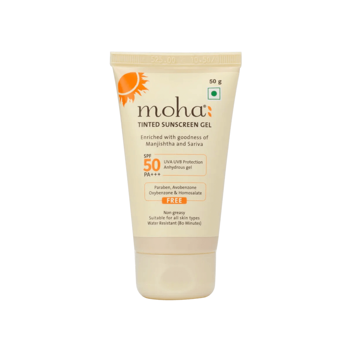 Moha Tinted Sunscreen Gel SPF 50 PA+++ - Matte Oil-Free Broad Spectrum Face Sunscreen