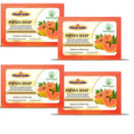 Bhudevam Naturals Khadi Handmade Papaya Soap Bar – Exfoliating & Deep Cleansing Bath Soap for Face & Body - 500GM (Pack of 4)