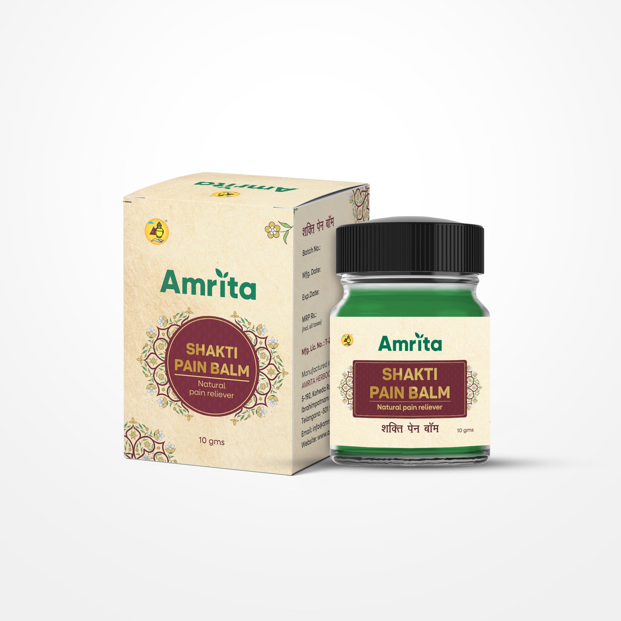 Amrita Shakti Pain Balm – Soothing Muscle & Joint Comfort – Pack of 3 (10g Each)