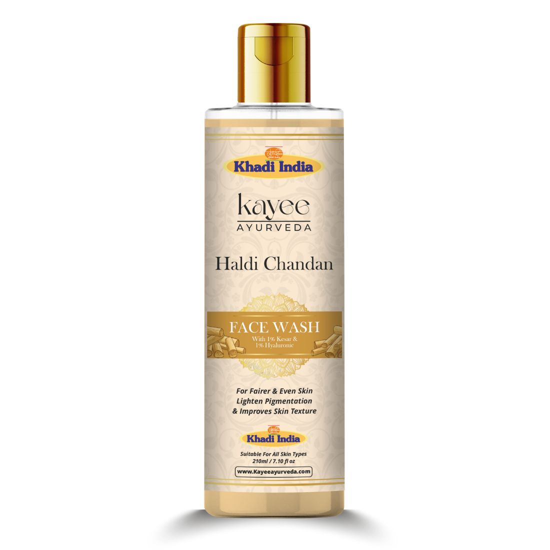 Kayee Ayurveda Haldi Chandan Face Wash for Men & Women | Herbal Turmeric & Sandalwood Facial Cleanser for Daily Skin Care | Helps Remove Dirt, Excess Oil & Impurities for Fresh, Clean, Soft & Healthy-Looking Skin | 210 ml