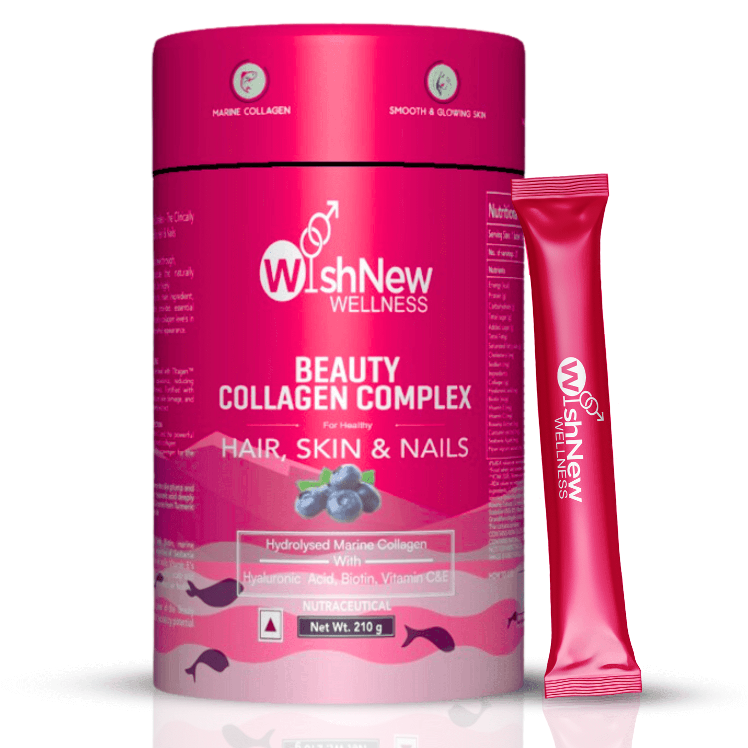 Wishnew Wellness Beauty Collagen Complex Sachet - Blueberry - (10gm Each)