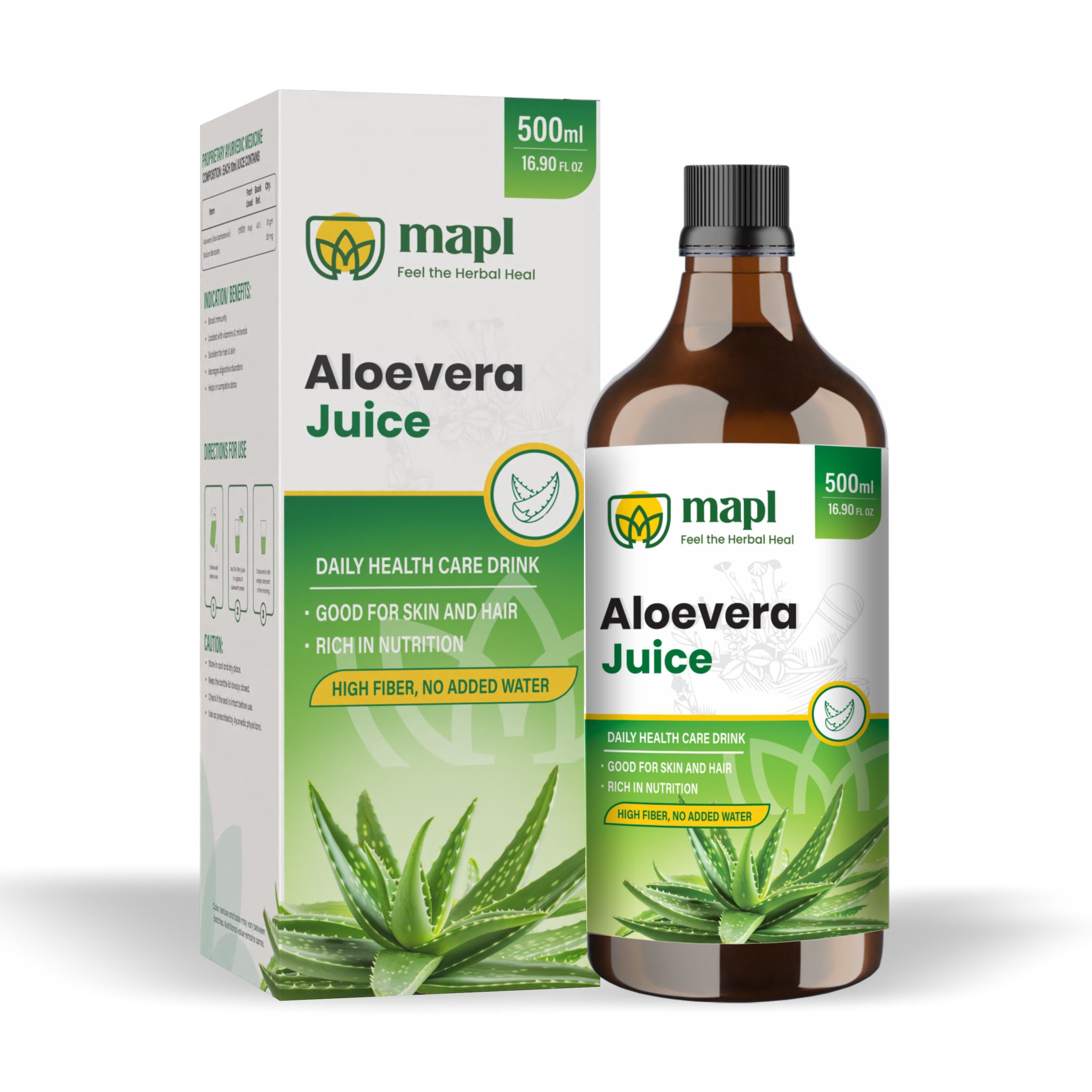 MAPL Aloe Vera Juice 500ml | Natural Ayurvedic Juice | Digestion, Detox & Skin Health Support