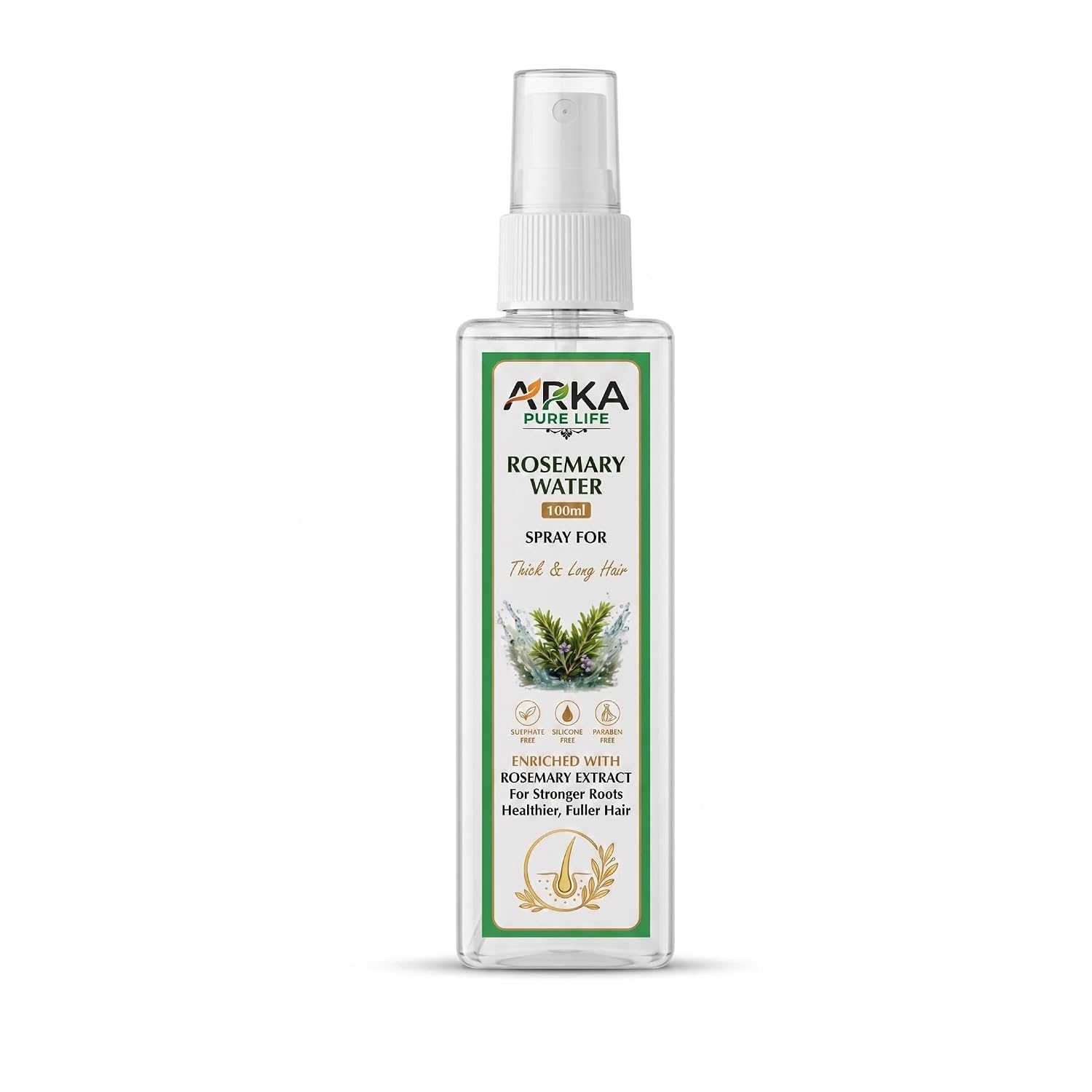 Arka Pure Life Rosemary Water Hair Spray – Herbal Hair & Scalp Mist for Scalp Care, Hair Freshness & Healthy-Looking Hair – 100ml