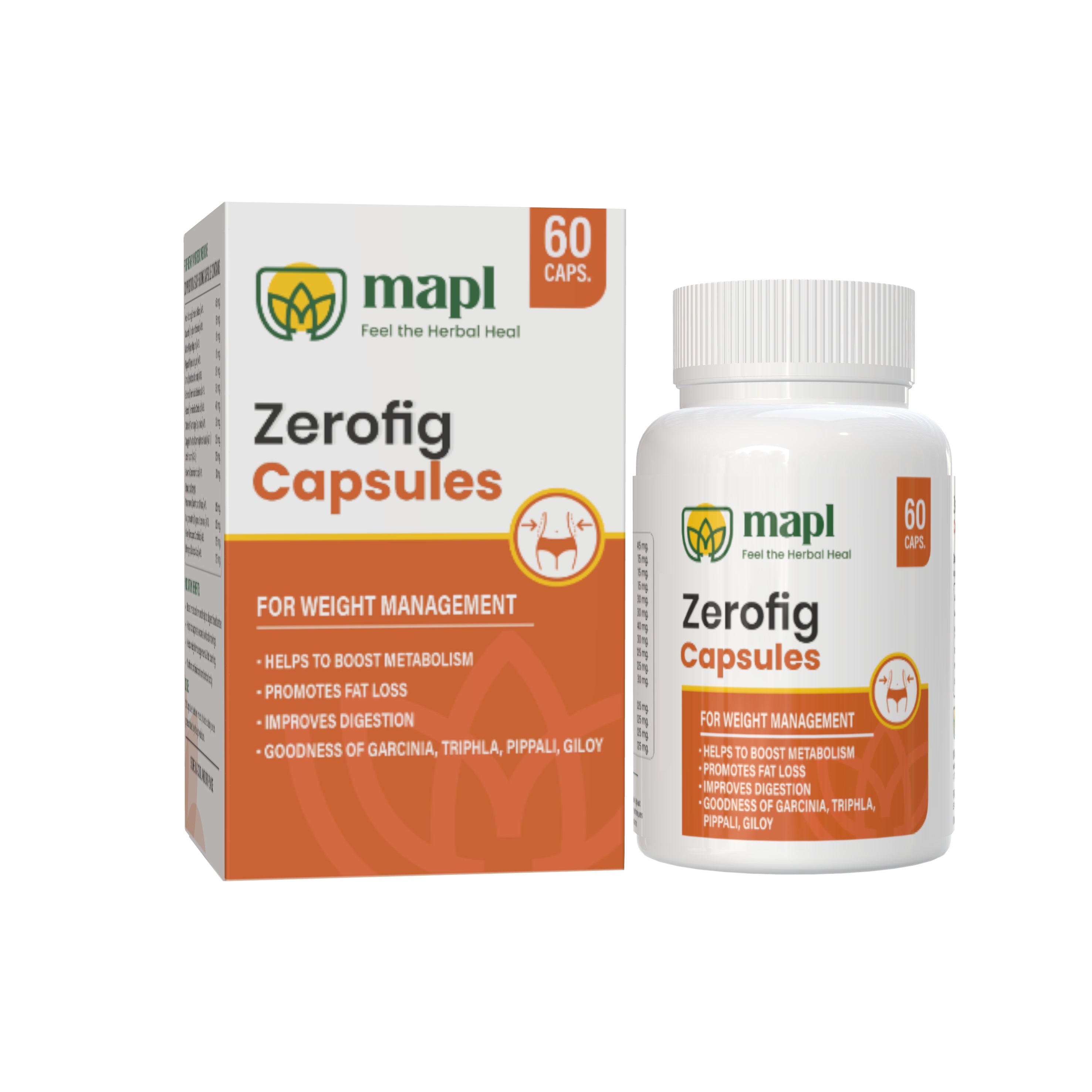 MAPL Zerofig Capsules 60 | Ayurvedic Weight Management Formula | Metabolism & Fat Burn Support