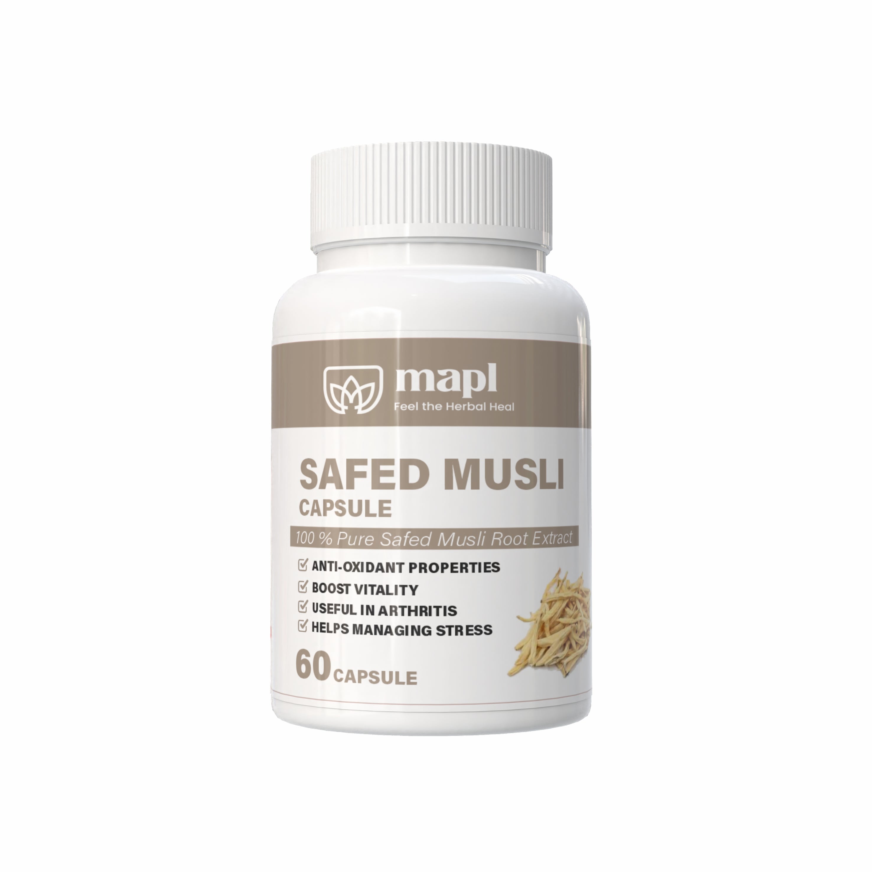 MAPL Safed Musli Capsules 60 | Ayurvedic Strength & Stamina Support | Natural Energy Formula