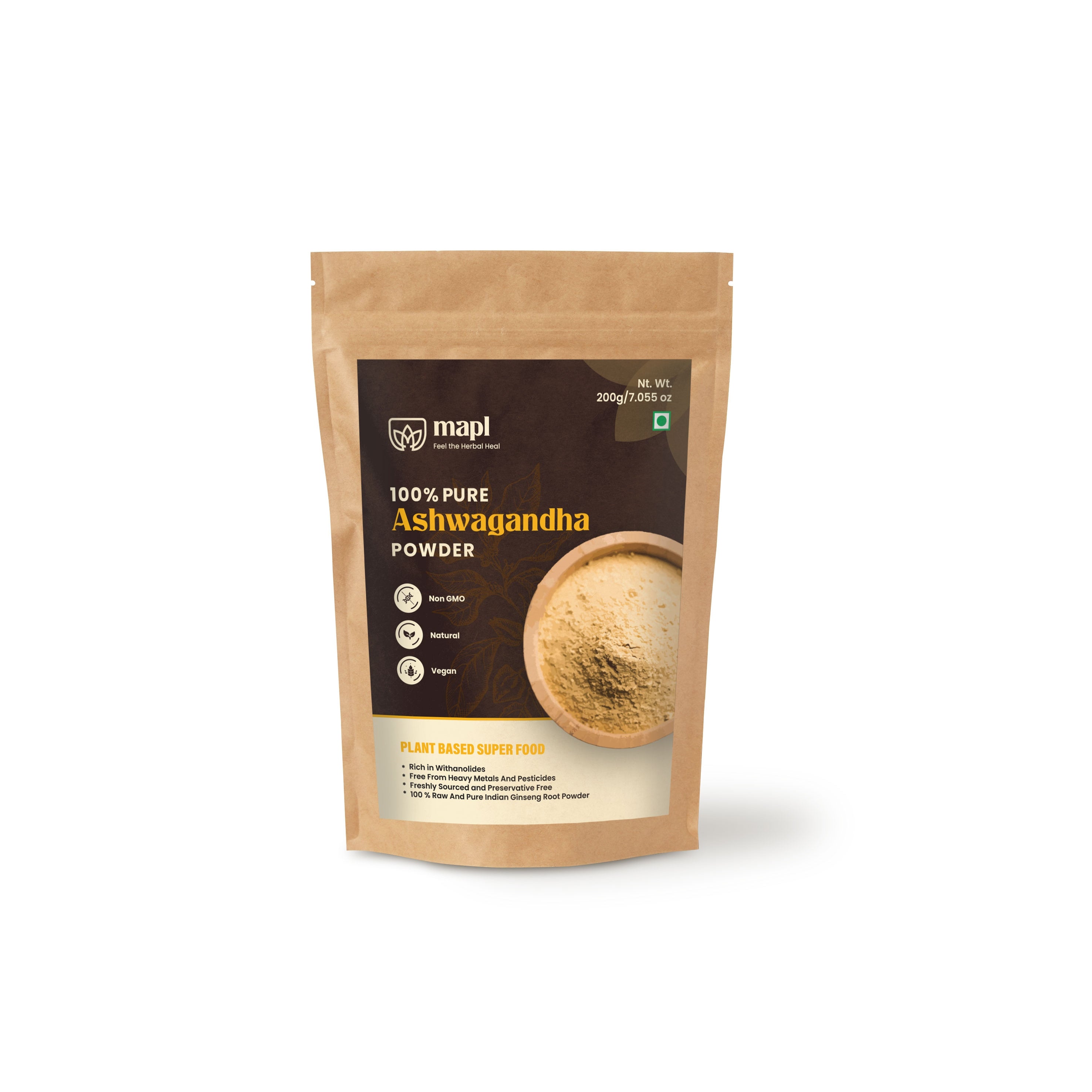 MAPL Ashwagandha Root Powder 200g | Organic Ayurvedic Powder | Stress Relief, Energy & Immunity