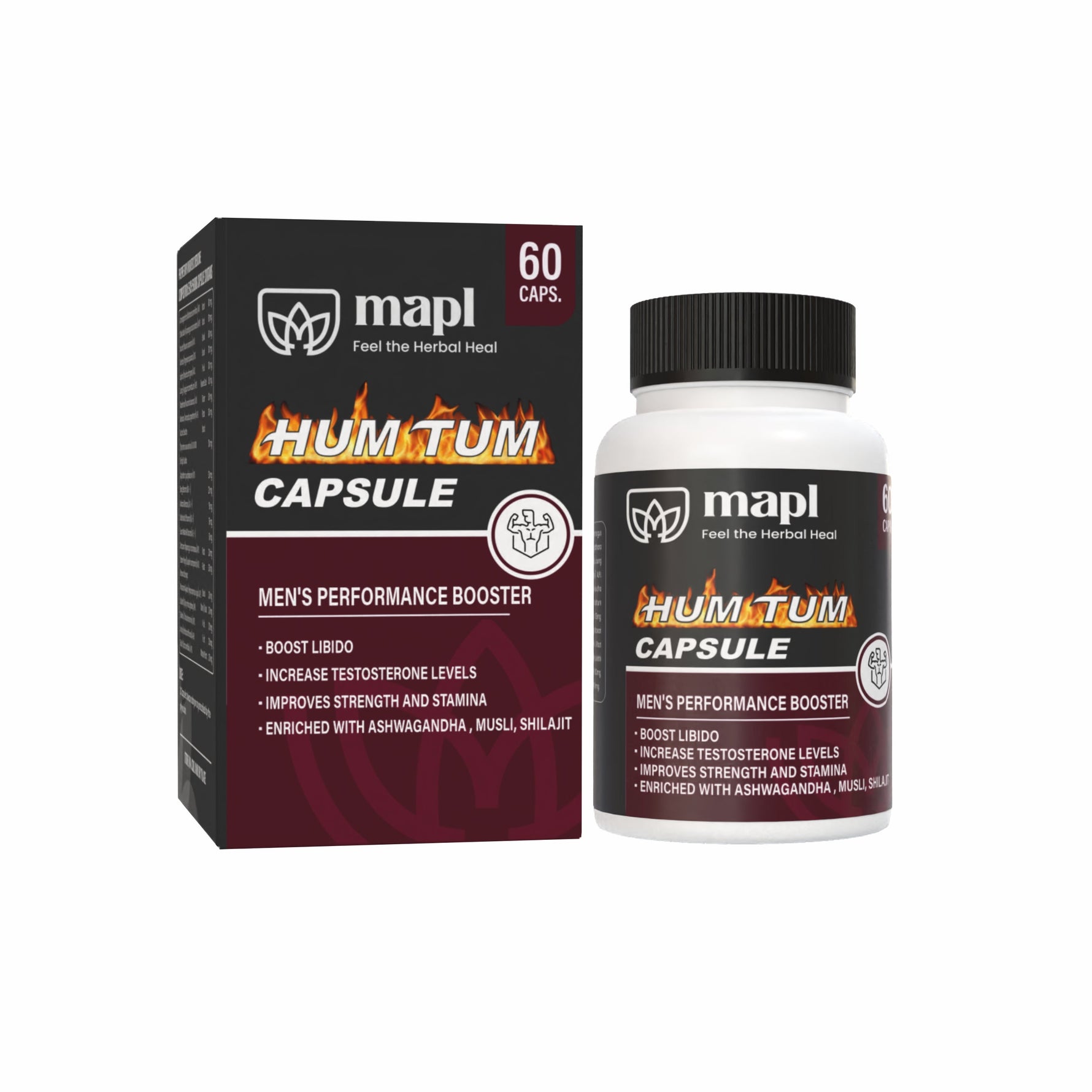 MAPL Hum Tum Capsules | Ayurvedic Male Vitality & Sexual Health Supplement | Boosts Stamina, Energy, Performance & Confidence Naturally | 60 Capsules