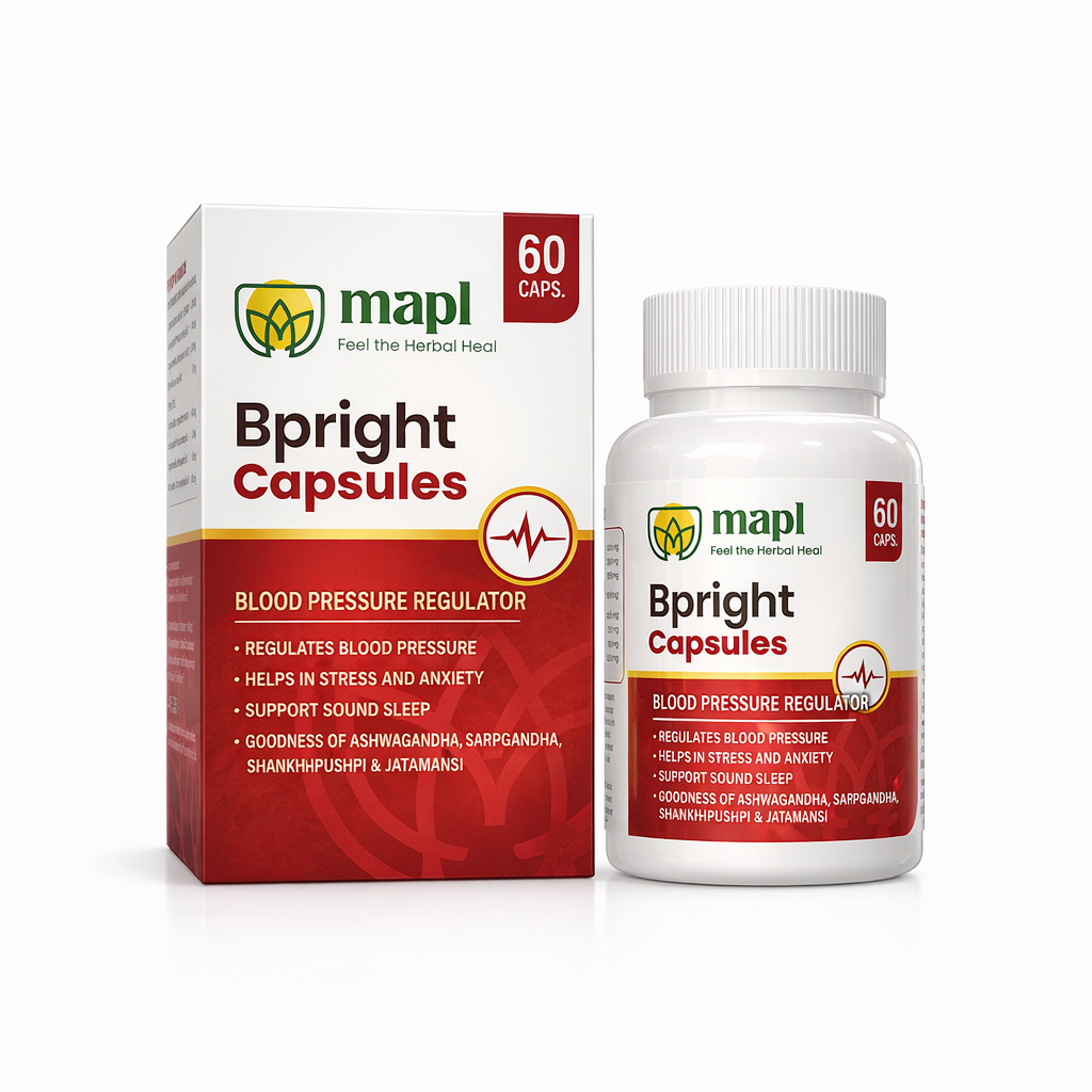 MAPL Bpright Capsules 60 | Ayurvedic Support for Healthy Blood Pressure, Stress Relief, Sleep & Heart Wellness | Natural Formula