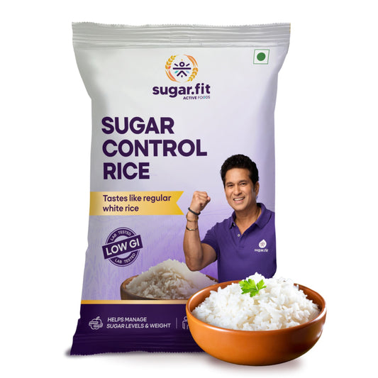 Sugar.fit Sugar Control Rice, Sona Masoori Rice, Lab Tested Low GI for Diabetic, Full Grain Raw Rice, 100% Natural, Supports Healthy Blood Sugar Levels