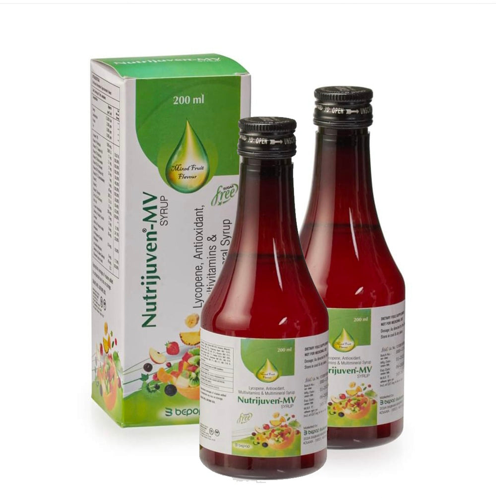 Nutrijuven-MV Syrup (200ml Each) Sugar Free Mix Fruit