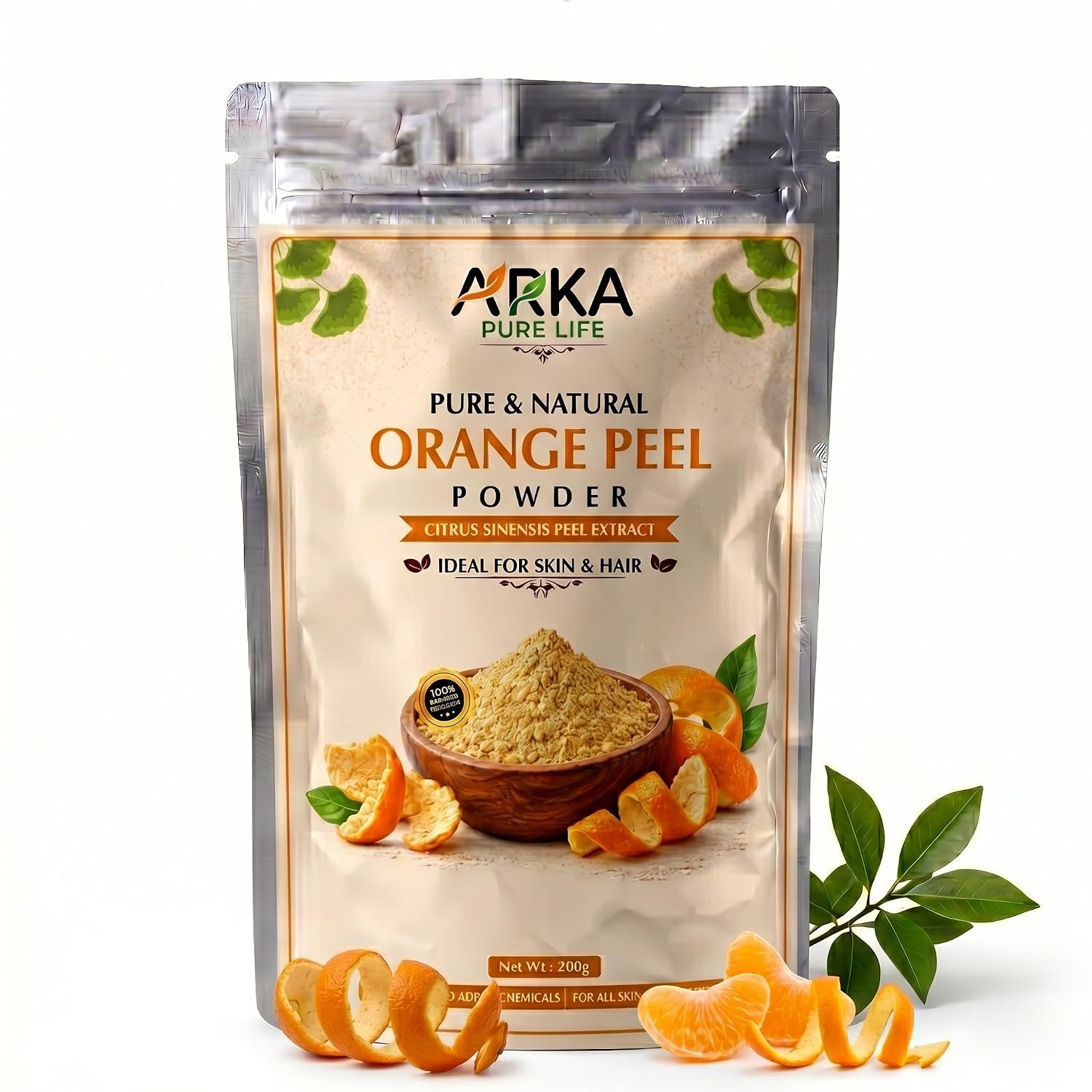 Arka Pure Life Natural Orange Peel Powder – Herbal Face Pack for Skin Cleansing, Brightening & Healthy-Looking Skin – 200g