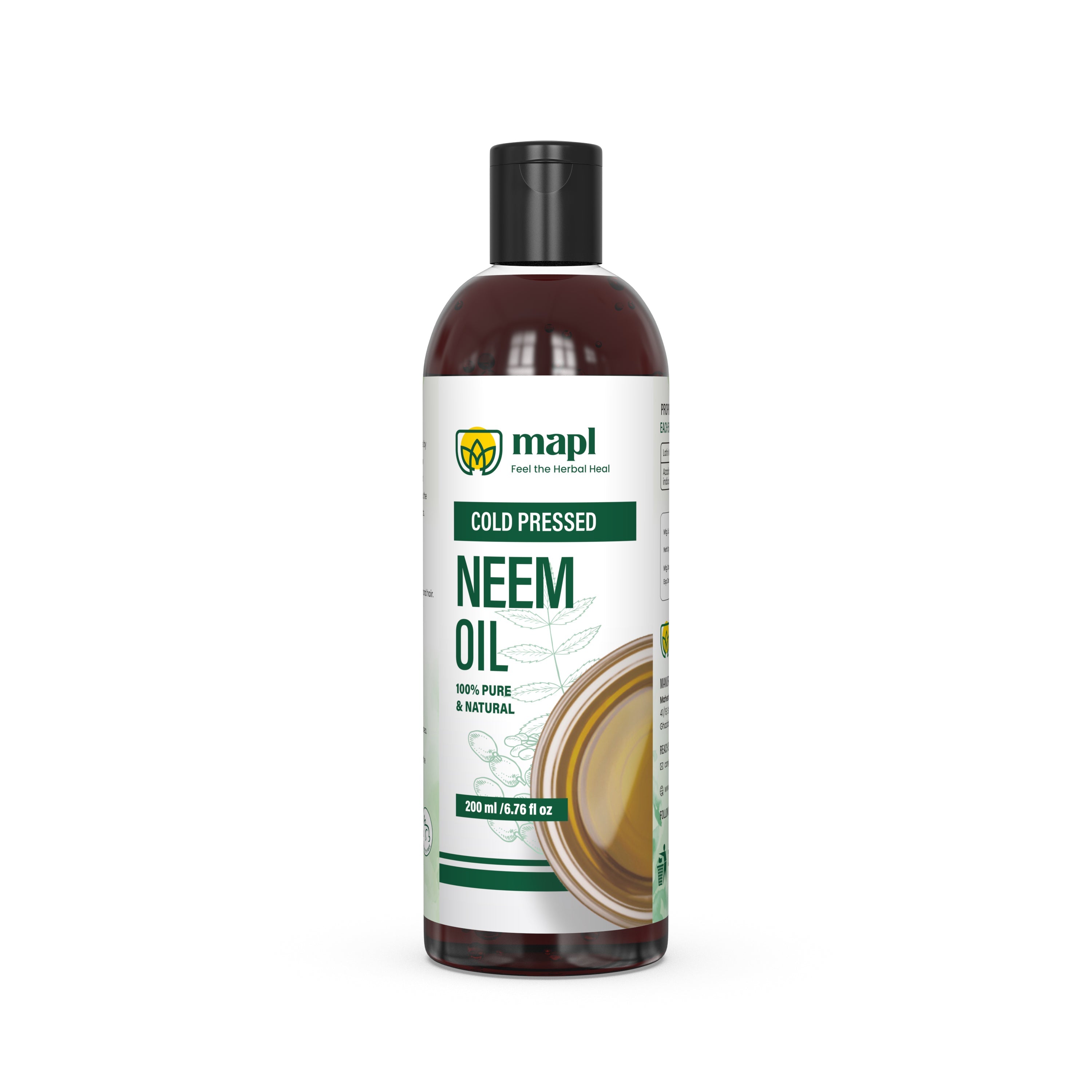 MAPL Cold-Pressed Neem Oil | Pure Ayurvedic Hair & Skin Oil | Moisturizes, Strengthens Hair, Supports Healthy Skin | 200 ml