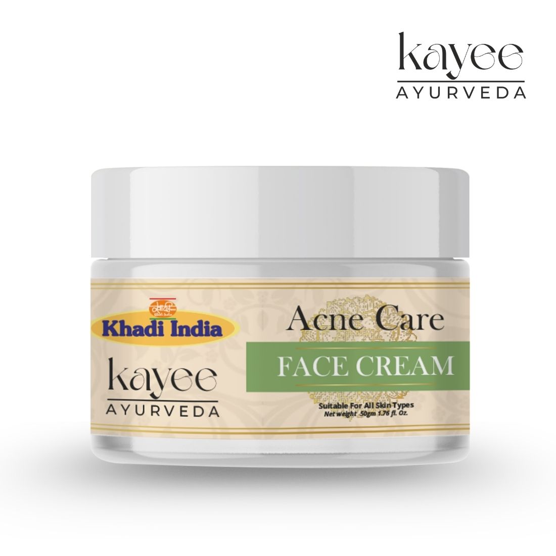 Kayee Ayurveda Acne Care Face Cream for Oily & Acne-Prone Skin | Helps Reduce the Appearance of Pimples, Blemishes & Excess Oil | Supports Clearer, Smoother & Healthier-Looking Skin | Daily Face Moisturizer for Women & Men | 50 g