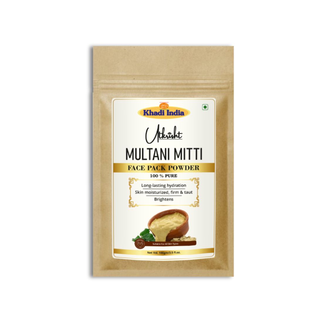 Khadi Multani Mitti Powder for Face & Hair | 100% Natural Fuller’s Earth Powder | Deep Cleansing & Oil Control | Face Pack & Hair Mask for Skin & Scalp Care | For All Skin Types | 100 gm