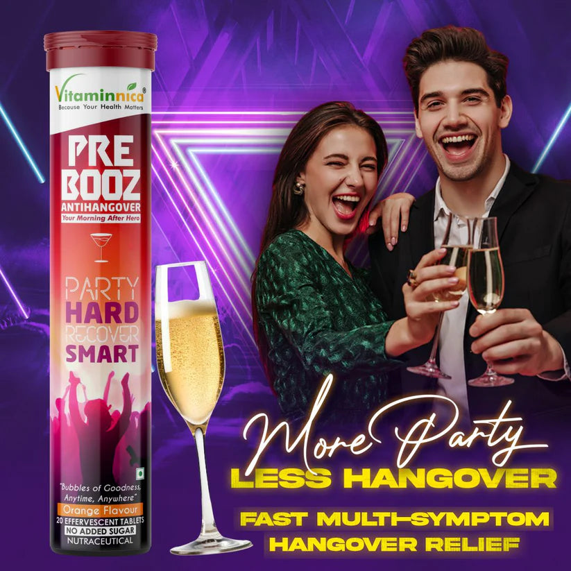 Vitaminnica Pre Booz Effervescent Tablets - Pre & Post Party Recovery Supplement, 20 Count