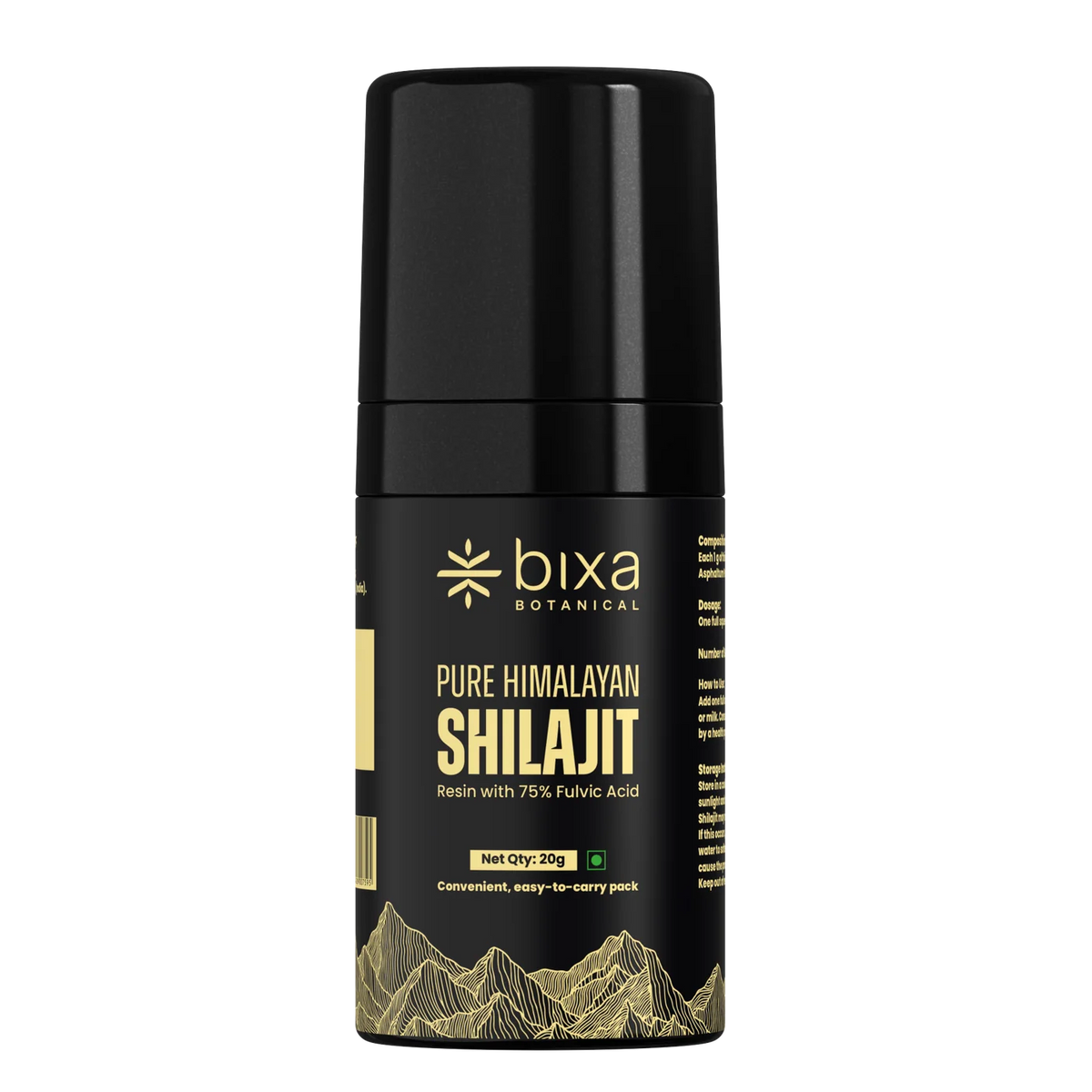 Bixa Botanical Pure Himalayan Shilajit Resin Pump (20g) | High-Potency 75% Fulvic Acid & Mess-Free Precision Dose Dispenser