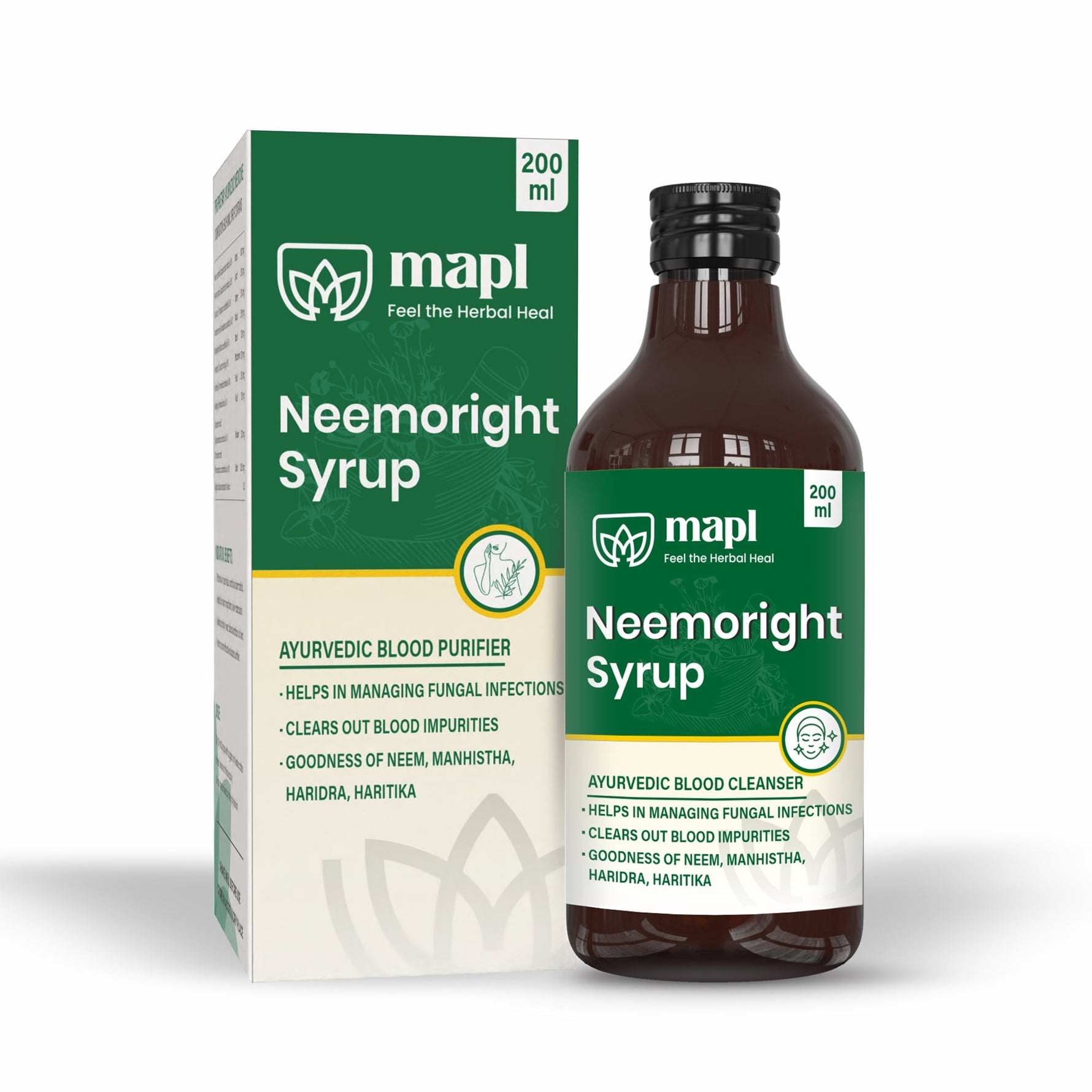 MAPL Neemoright Syrup | Ayurvedic Blood Purifier & Skin Care | Reduces Acne, Itching, Inflammation, Fights Skin Infections & Boosts Immunity | 200 ml