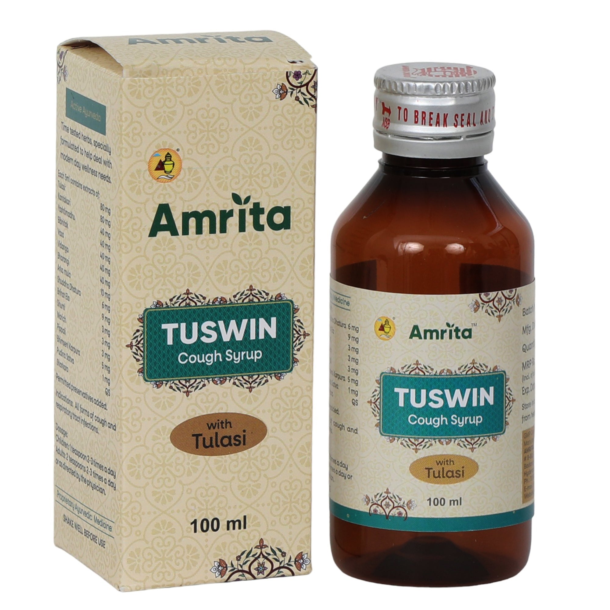 Amrita Tuswin Herbal Cough Syrup – Respiratory Support – 100ml