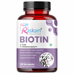 Raskam Biotin - 100 Veg Capsules - Hair Growth, Strong Hair and Glowing Skin, Fights Nail Brittleness