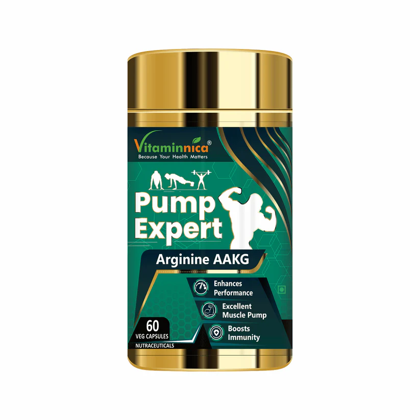 Vitaminnica Pump Expert Arginine AAKG Capsules - Nitric Oxide Muscle Pump Booster, 60 Count