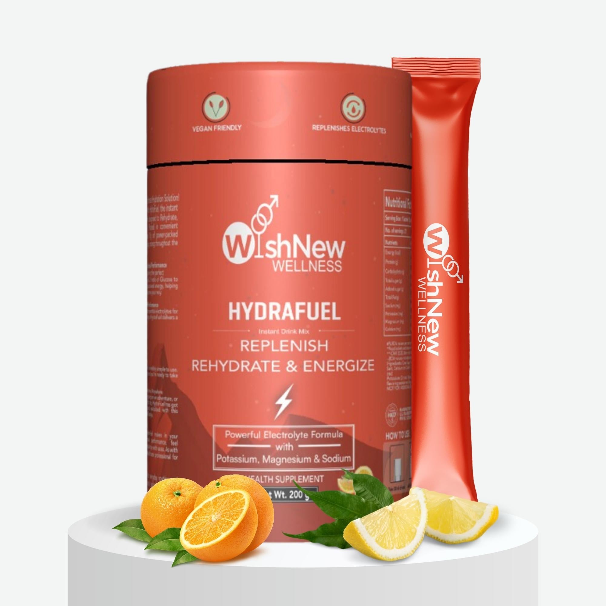 WishNew Wellness HYDRAFUEL Health Supplement | Instant Energy and Hydration Drink Mix | 20 Servings