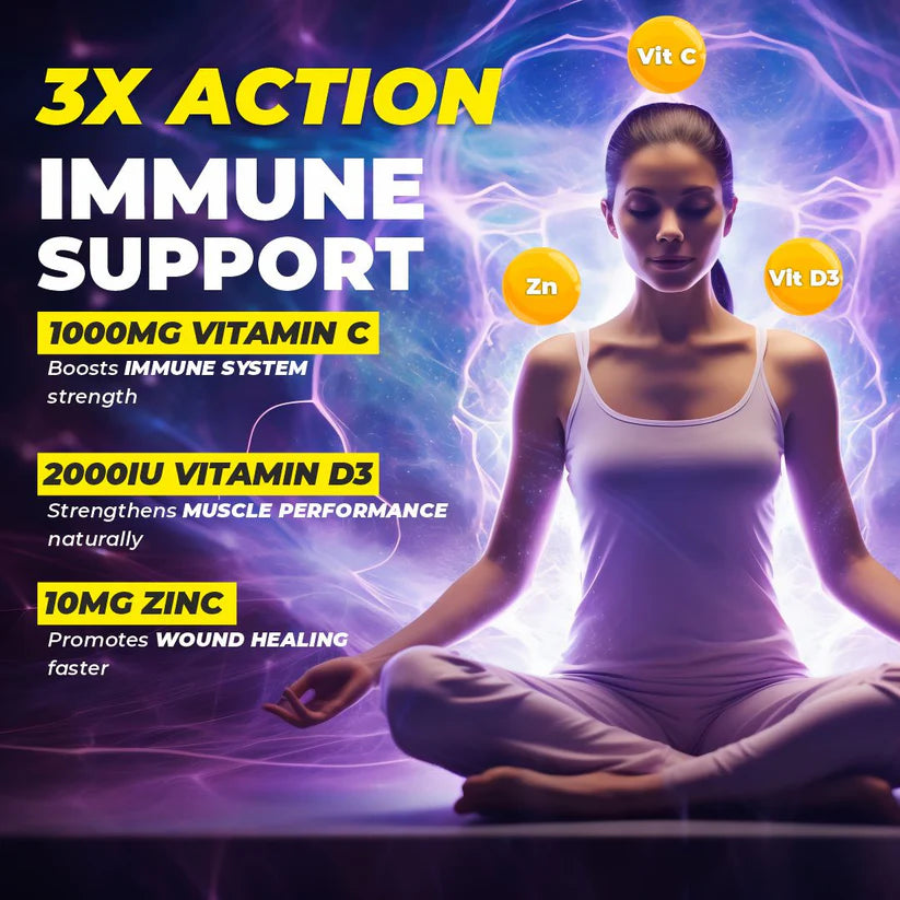 Vitaminnica Vitamin C + Zinc + D3 Effervescent Tablets - Orange Immune Support, 20 Count