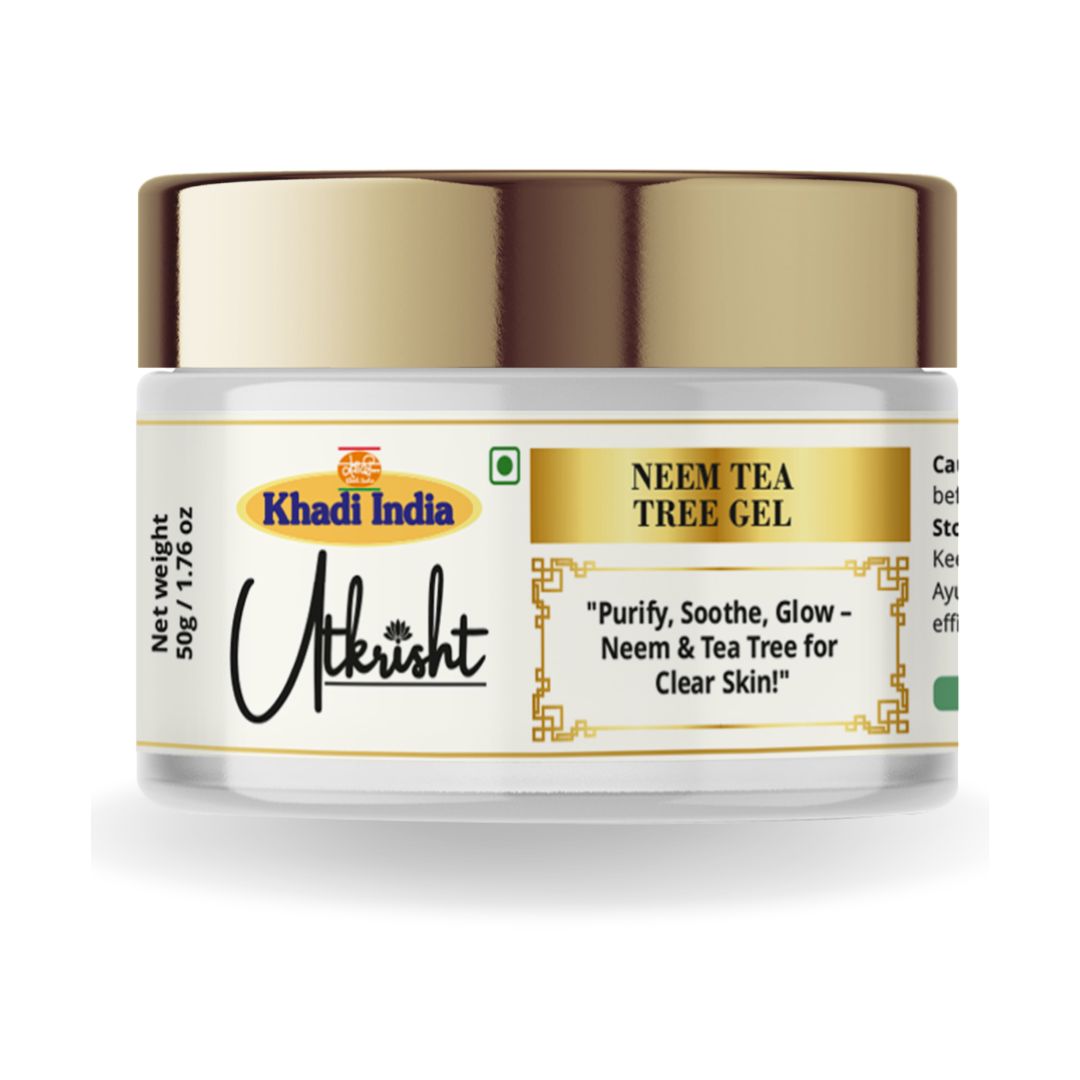 Khadi Neem & Tea Tree Face Gel for Acne-Prone & Oily Skin | Blemish Care, Oil Control & Skin Soothing Gel | Hydrating, Lightweight & Non-Sticky Face Moisturizer | For Men & Women | 50 gm