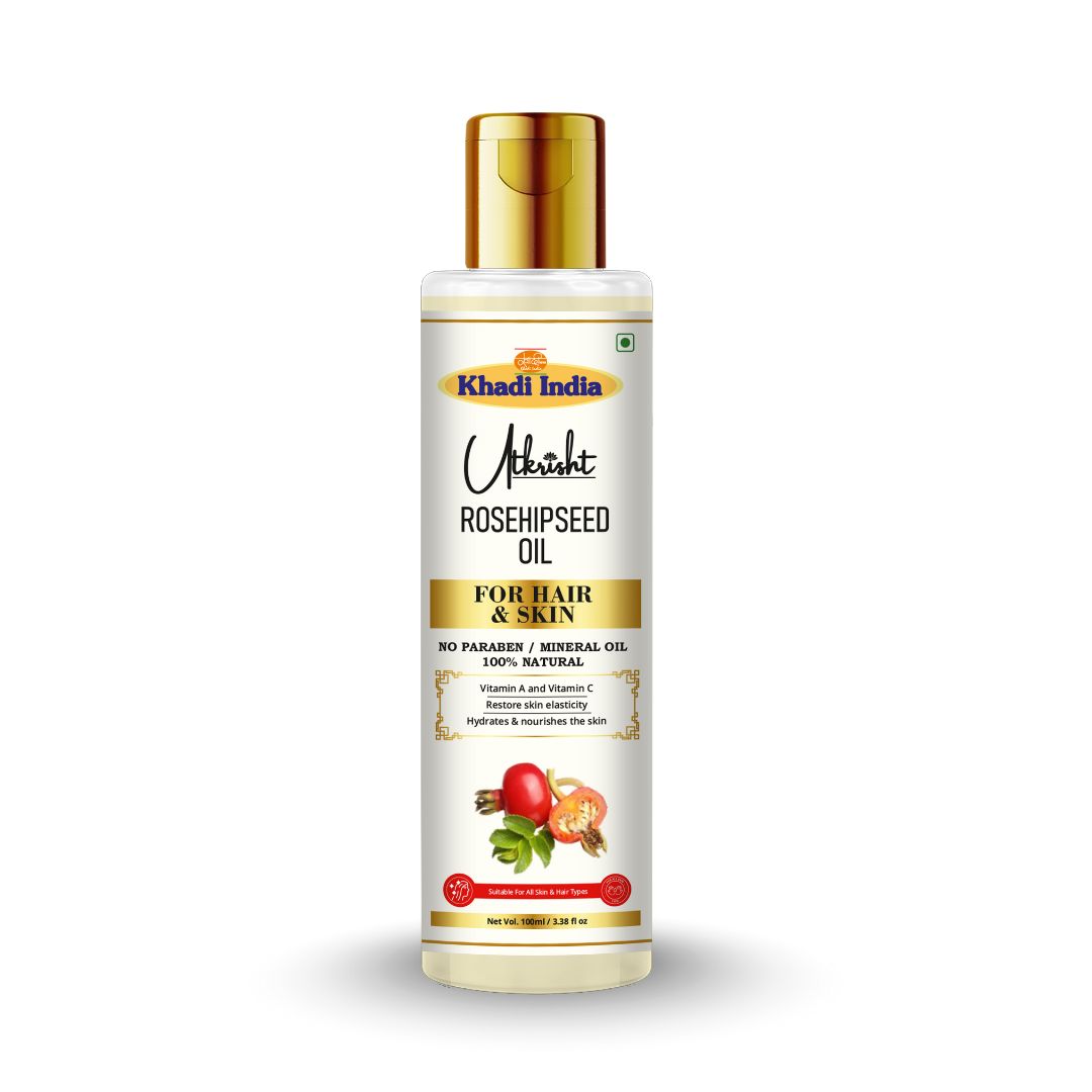 Utkrisht Khadi Pure Rosehip Oil | For Skin & Hair | Anti-Aging, Scar & Pigmentation Repair Oil
