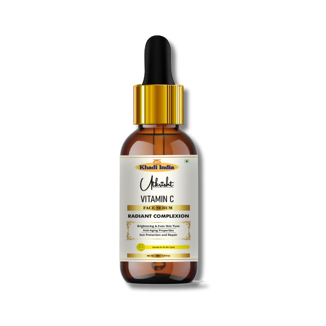 Khadi Vitamin C Face Serum | Brightening Serum for Glowing-Looking Skin & Dark Spot Care | Anti-Ageing Facial Serum with Natural Antioxidants | Lightweight & Non-Sticky | All Skin Types | 30 ml
