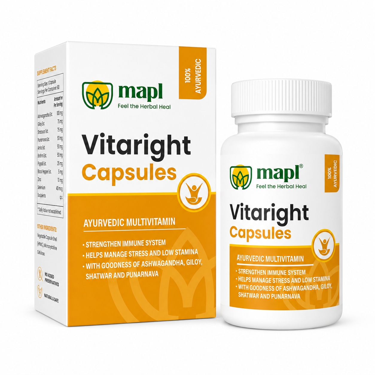 MAPL Vitaright Capsules 30 | Ayurvedic Energy & Immunity Formula | Strength & Vitality Support