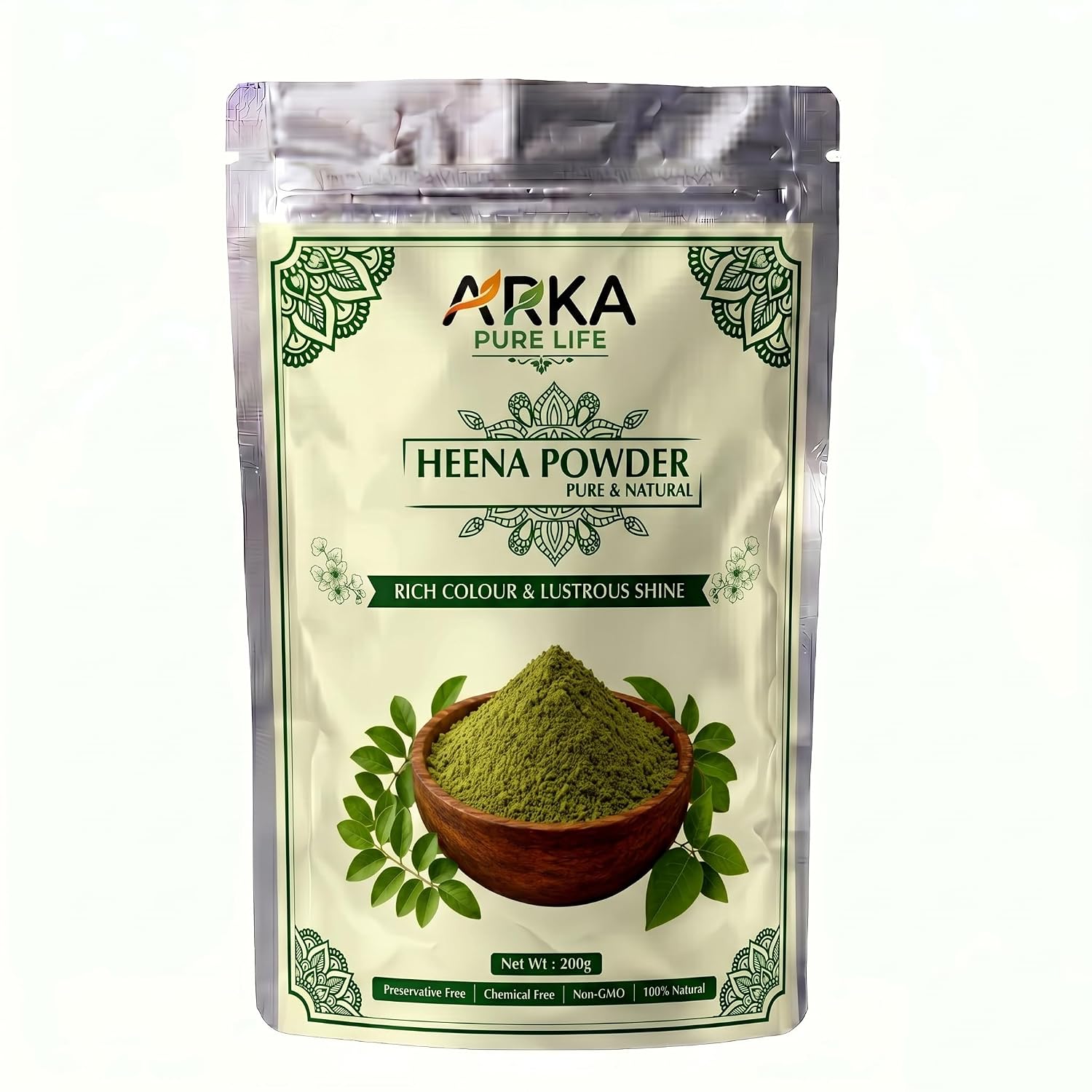 Arka Pure Life Natural Henna Powder for Hair – Herbal Hair Colour & Conditioning Powder for Healthy-Looking, Shiny Hair – 200g
