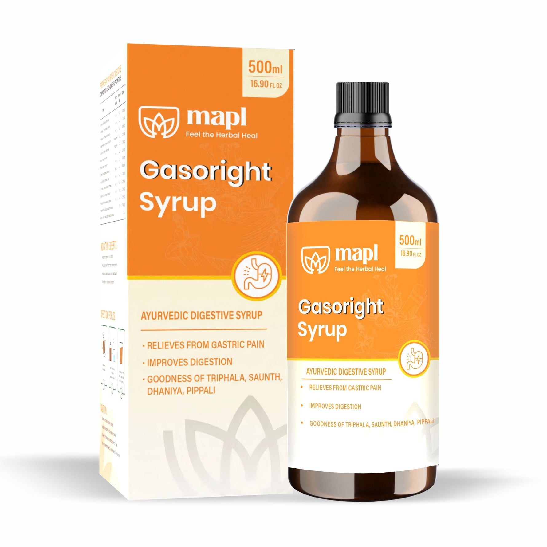 MAPL Gasoright Syrup | Ayurvedic Digestive Tonic for Gas, Bloating & Indigestion | Supports Gut Health, Digestion & Overall Wellness | 500 ml