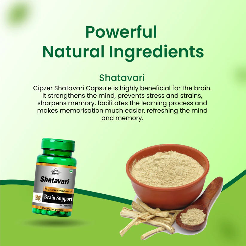 Cipzer Shatavari Capsule - 60 Capsules | Women’s Hormonal Balance, Brain Health, Immunity & Vitality