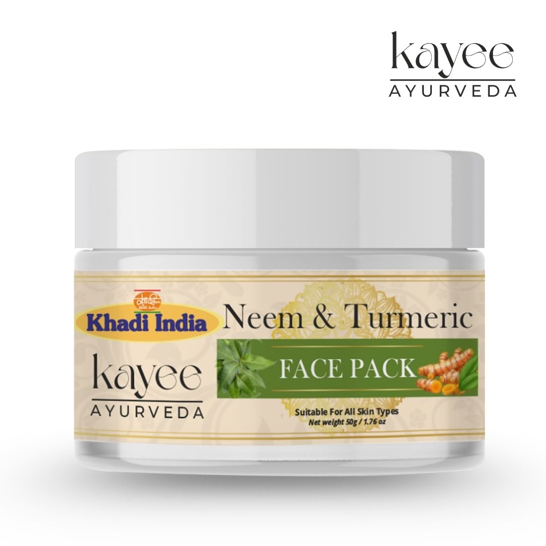 Kayee Ayurveda Neem Turmeric Face Pack for Oily & Acne-Prone Skin | Herbal Facial Mask with Neem & Haldi | Helps Deep Cleanse Skin, Remove Excess Oil & Surface Impurities While Supporting a Fresh & Balanced-Looking Complexion