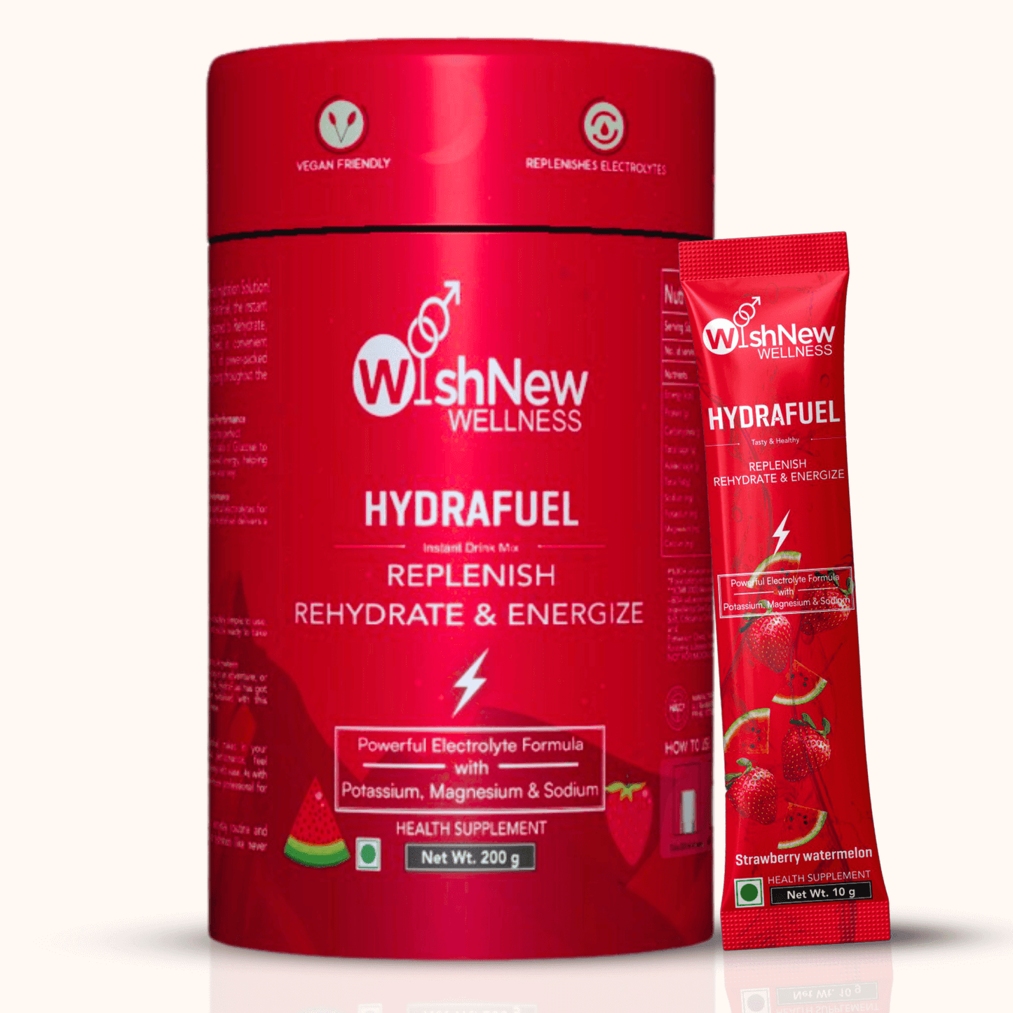 WishNew Wellness Hydrafuel Instant Energy Drink Mix Sachet Strawberry & Watermelon (10gm Each)