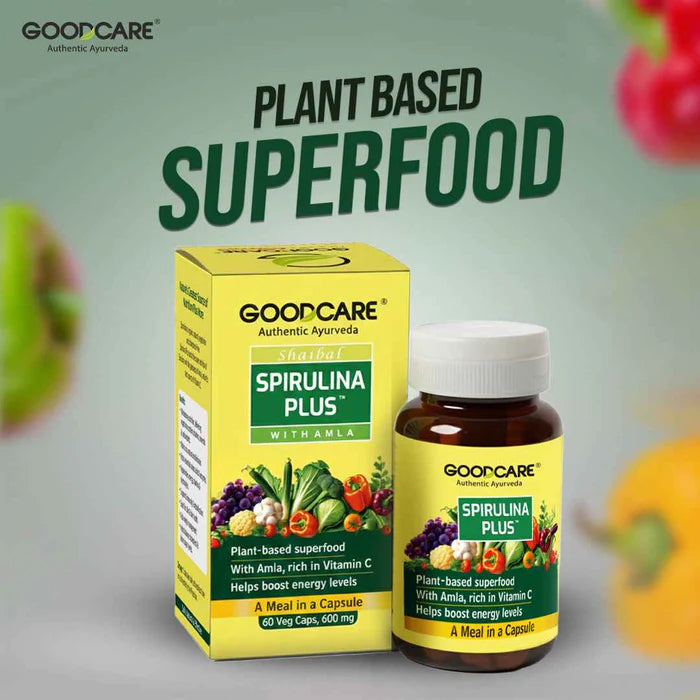 Goodcare Spirulina Plus Capsules | Ayurvedic Superfood for Energy & Immunity - 60 Capsules