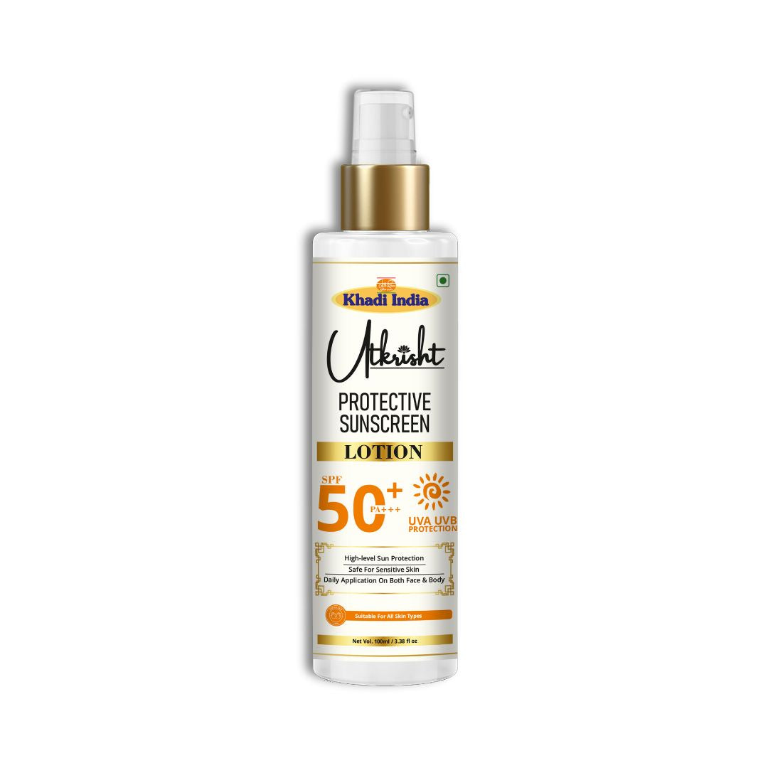 Khadi SPF 50 Sunscreen Lotion | Broad Spectrum UVA & UVB Sun Protection | Water-Resistant Sunblock for Face & Body | Helps Prevent Sun Tan & Sun Damage | 100 ml