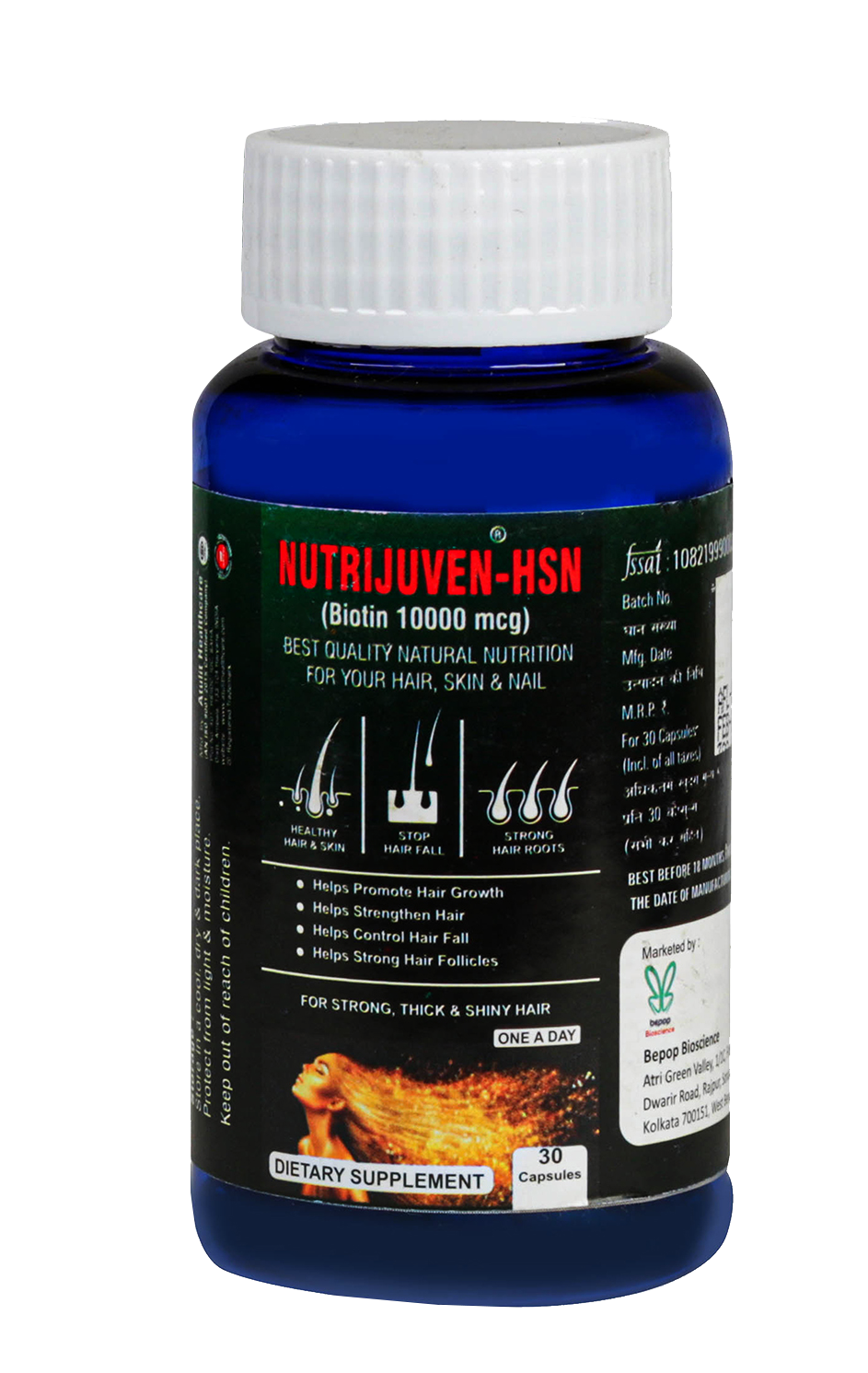 Bepop Bioscience Nutrijuven HSN Biotin 10000 mcg - 30 Capsule