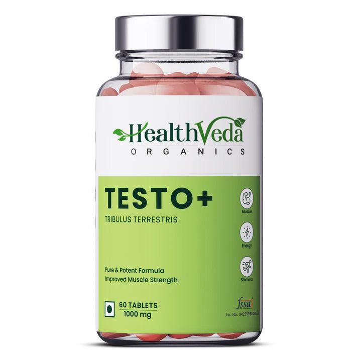 Health Veda Organics Testo+ with Tribulus & Ashwagandha for Metabolic Strength - 60 Veg Tablets