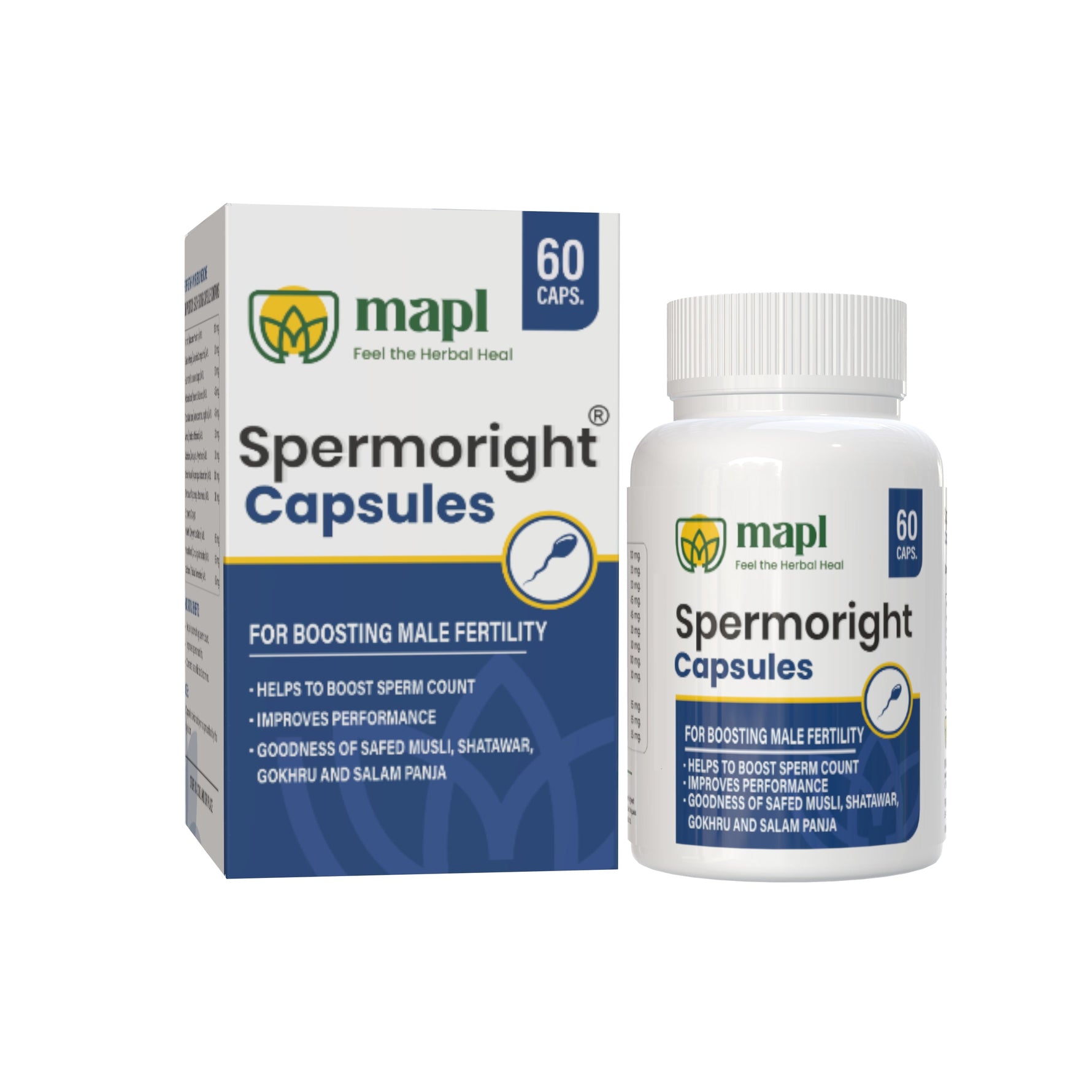 MAPL Spermoright Capsules 60 | Ayurvedic Fertility Support for Men | Boosts Sperm Count, Semen Volume, Stamina & Vitality Naturally