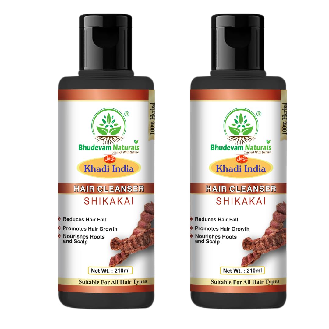 Bhudevam Naturals Khadi Shikakai Herbal Shampoo – Frizz Control & Scalp Nourishment- 420ML (Pack of 2)