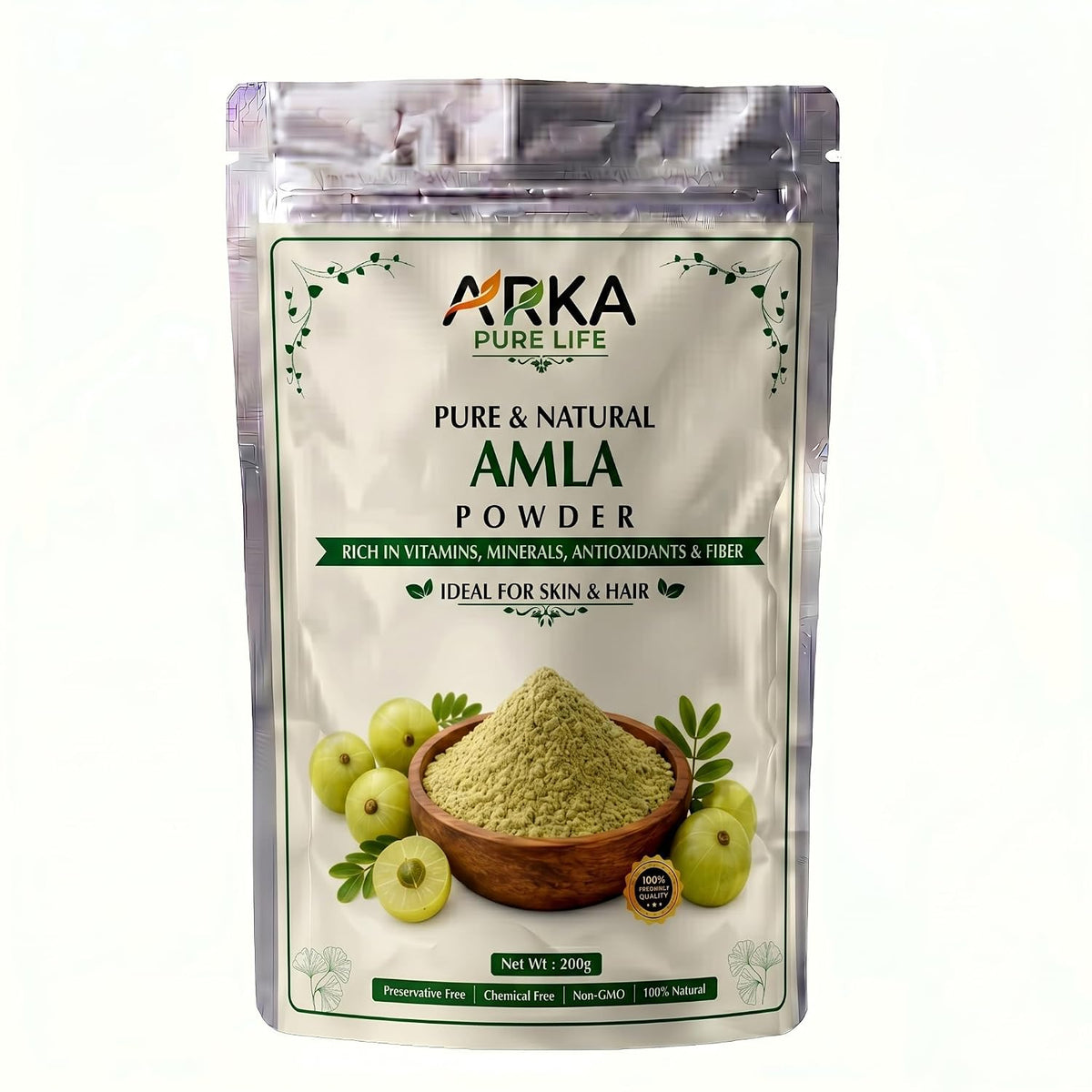 Arka Pure Life Organic Amla Powder for Hair – Herbal Hair Care Powder for Scalp Care, Strength & Healthy-Looking Hair – 200g