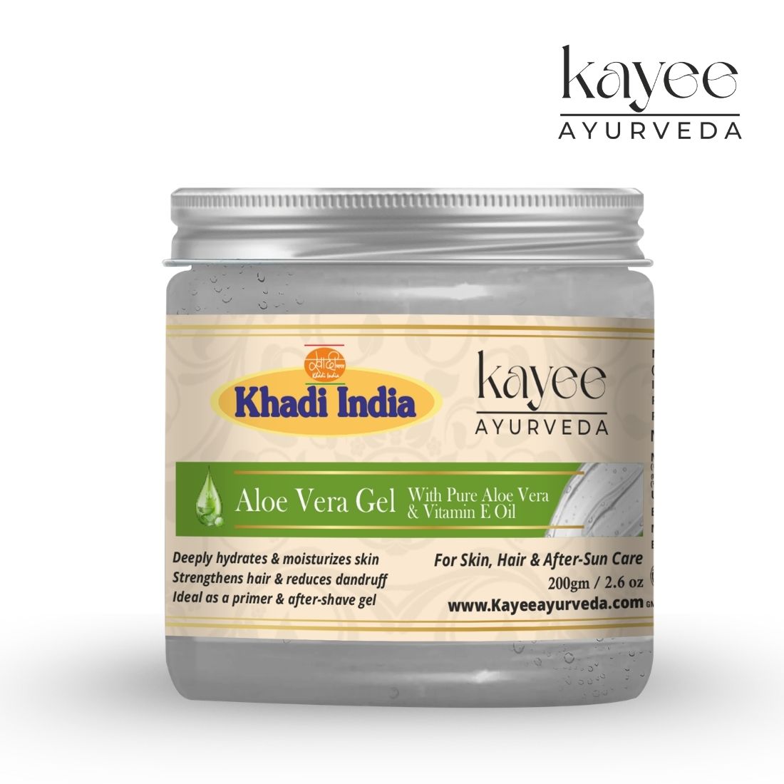 Kayee Ayurveda Aloe Vera Gel for Face, Hair & Skin | Pure Herbal Aloe Vera Gel for Moisturizing, Soothing & Hydrating Care | Lightweight Non-Sticky Gel for Dry, Normal & Oily Skin | Daily Skincare & Haircare | 200 g