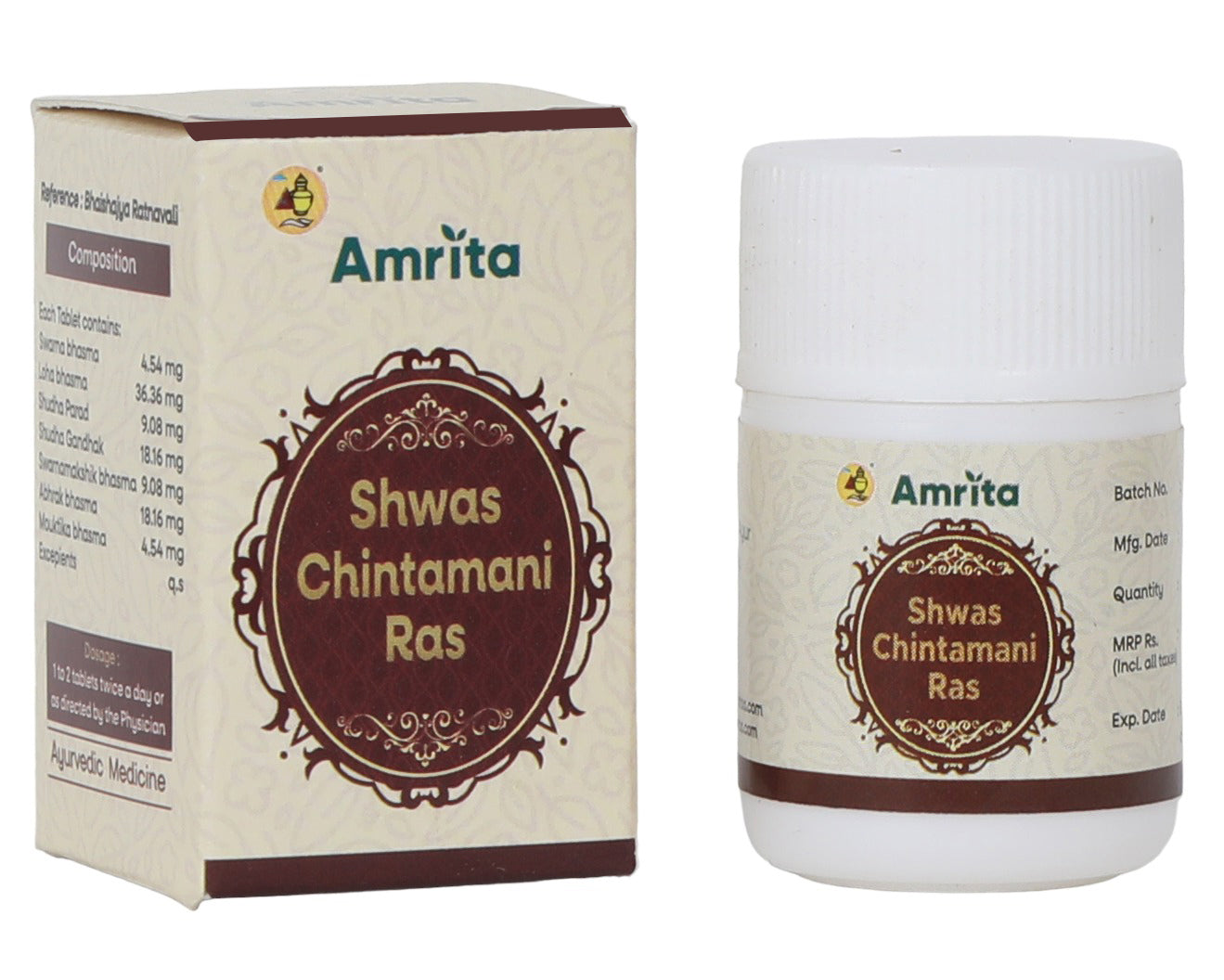 Amrita Shwas Chintamani Ras Tablets – Respiratory Wellness Formula – 10 Tablets