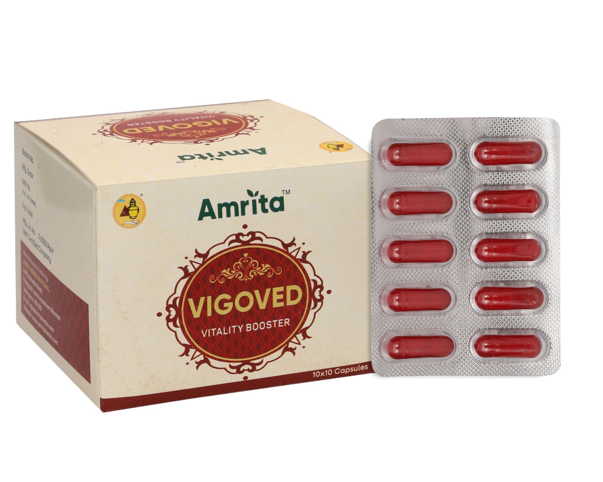 Amrita Vigoved Capsules for Vitality Support | Ayurvedic Supplement | 100 Capsules