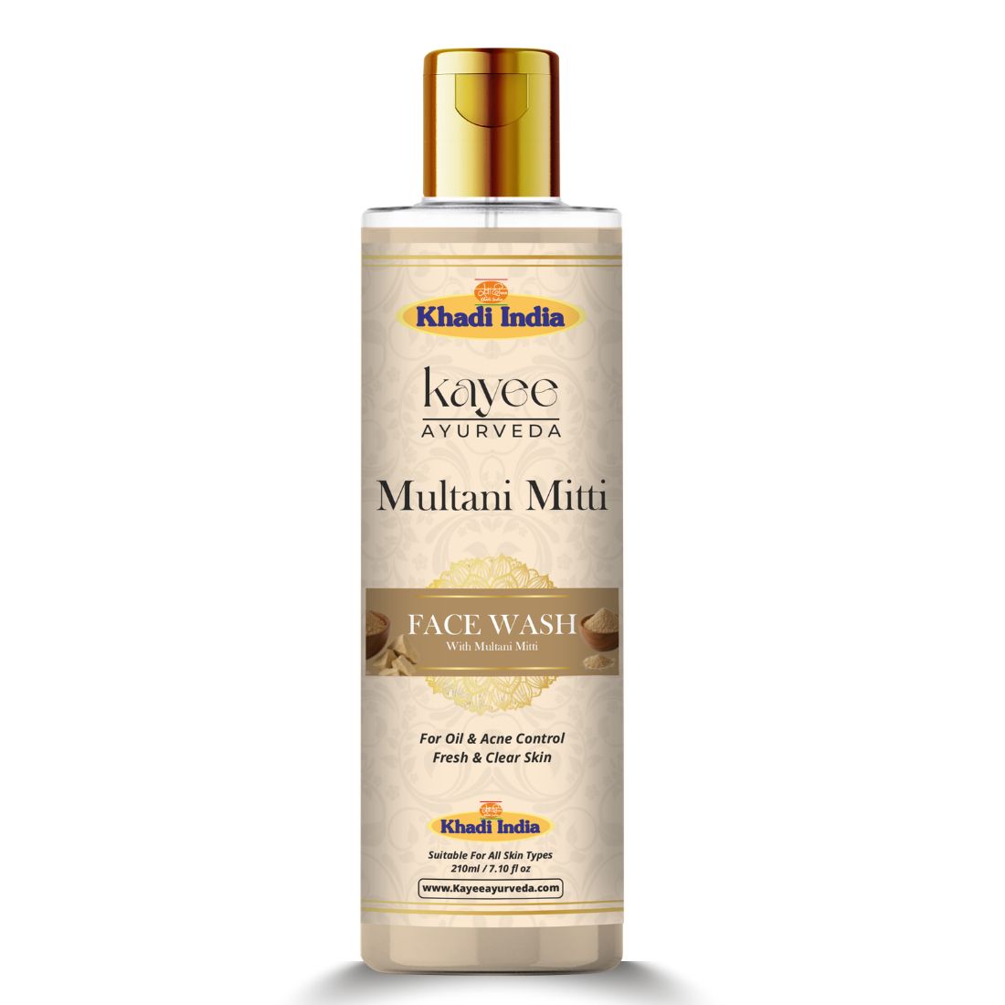 Kayee Ayurveda Multani Mitti Facial Cleanser for Men & Women | Herbal Clay Face Wash for Oily & Combination Skin | Helps Remove Dirt, Pollution, Excess Oil & Surface Impurities for Clean, Soft, Smooth & Fresh-Looking Skin | 210 ml